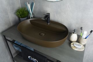 Раковина Gid Br1346 53342 накладная коричневая матовая 61x41x14